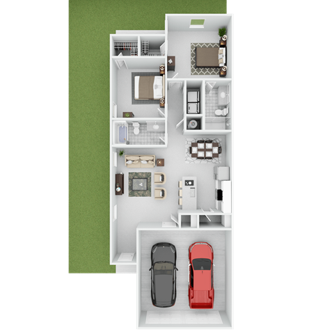 Floor plan for 2 beds, 2 baths, 1080 sqft